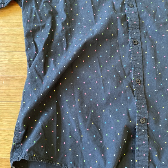 Broken Threads rainbow polka dot short sleeve button up - Picture 3 of 4